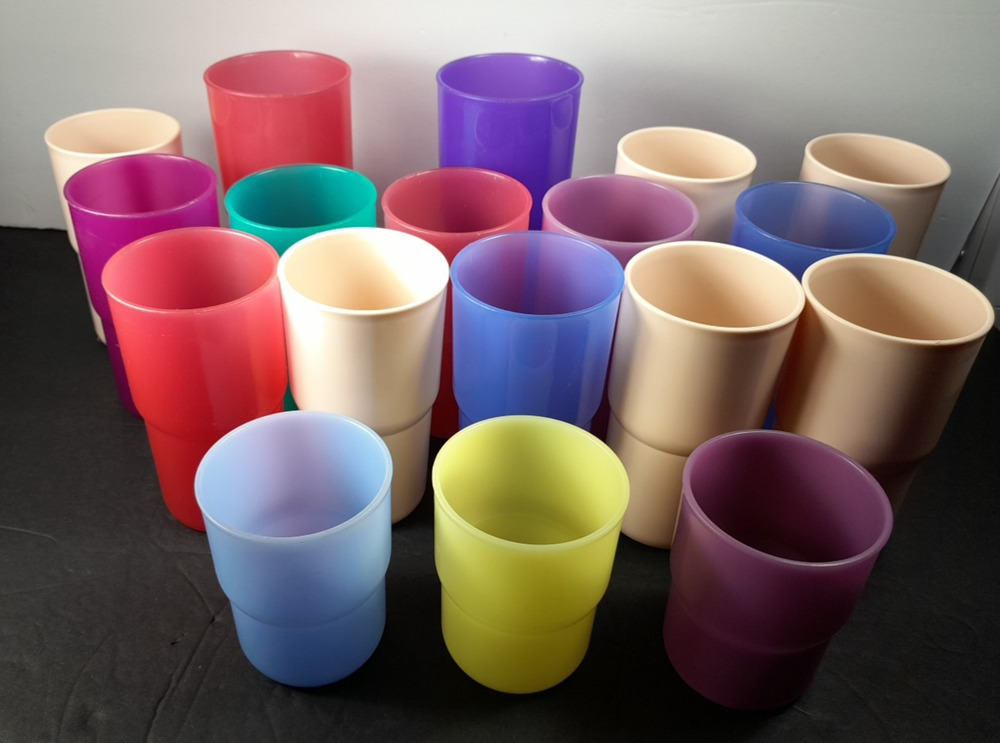 Vintage Tupperware Stackable Tumblers 2412 2413 3090 18 cups multi colored